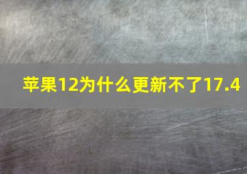 苹果12为什么更新不了17.4