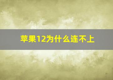 苹果12为什么连不上