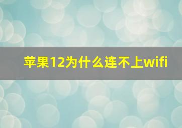 苹果12为什么连不上wifi