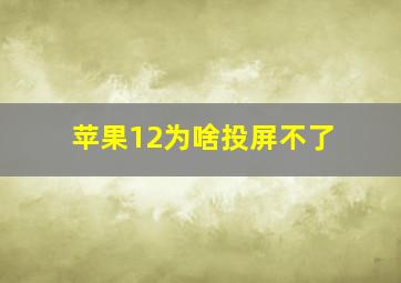 苹果12为啥投屏不了