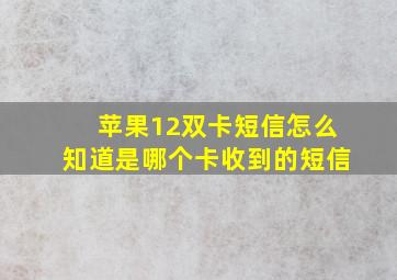 苹果12双卡短信怎么知道是哪个卡收到的短信