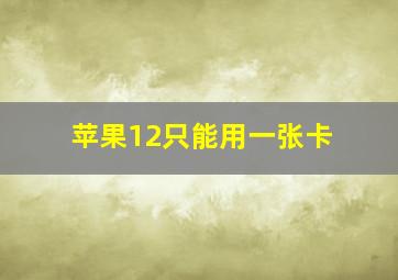 苹果12只能用一张卡