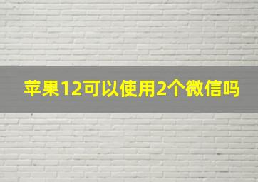 苹果12可以使用2个微信吗