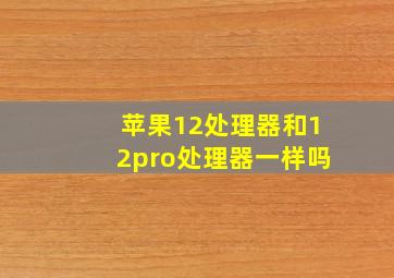 苹果12处理器和12pro处理器一样吗