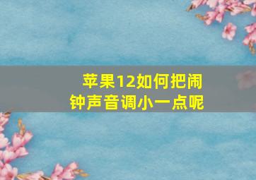 苹果12如何把闹钟声音调小一点呢