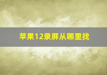 苹果12录屏从哪里找