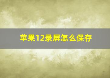 苹果12录屏怎么保存