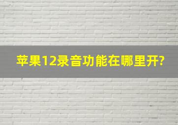 苹果12录音功能在哪里开?