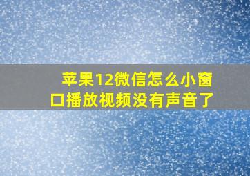 苹果12微信怎么小窗口播放视频没有声音了