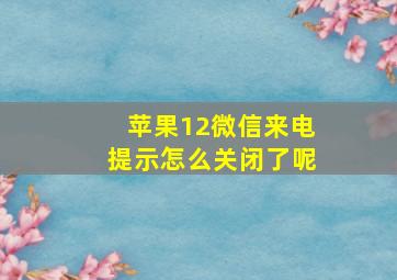 苹果12微信来电提示怎么关闭了呢