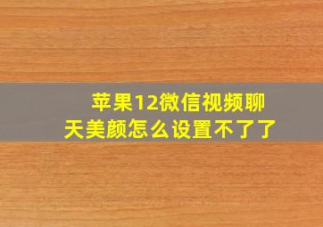 苹果12微信视频聊天美颜怎么设置不了了