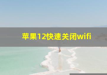 苹果12快速关闭wifi