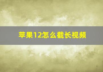 苹果12怎么截长视频