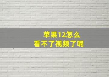 苹果12怎么看不了视频了呢