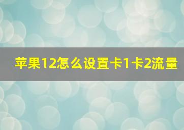 苹果12怎么设置卡1卡2流量