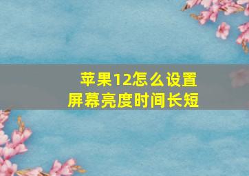 苹果12怎么设置屏幕亮度时间长短