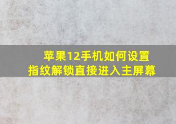 苹果12手机如何设置指纹解锁直接进入主屏幕