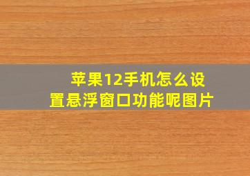 苹果12手机怎么设置悬浮窗口功能呢图片