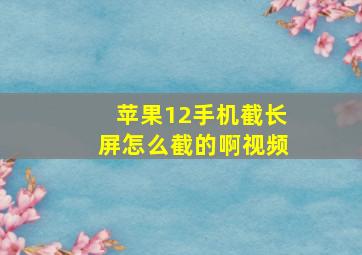 苹果12手机截长屏怎么截的啊视频