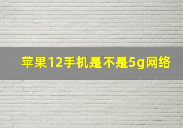 苹果12手机是不是5g网络