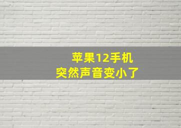 苹果12手机突然声音变小了