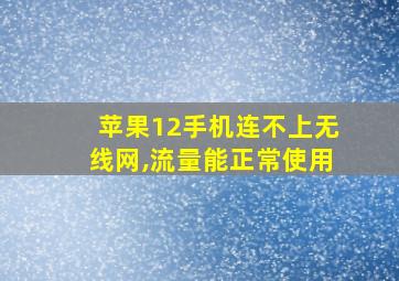 苹果12手机连不上无线网,流量能正常使用