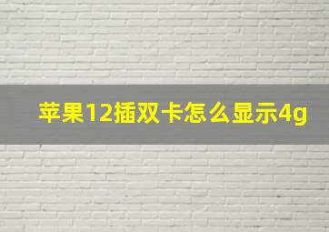 苹果12插双卡怎么显示4g