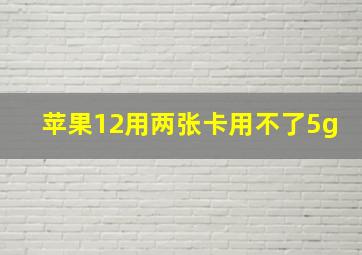 苹果12用两张卡用不了5g