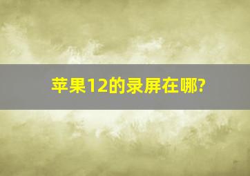 苹果12的录屏在哪?