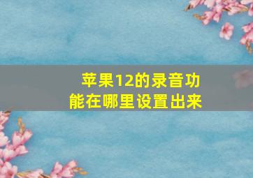 苹果12的录音功能在哪里设置出来