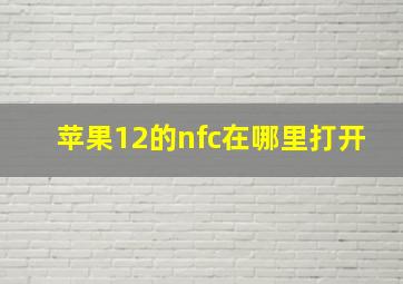 苹果12的nfc在哪里打开