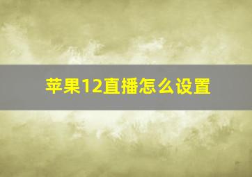 苹果12直播怎么设置