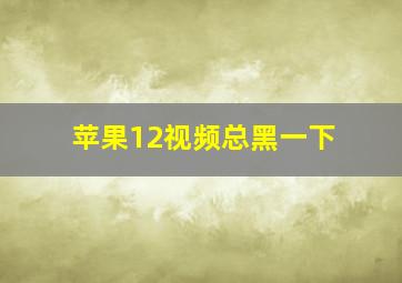 苹果12视频总黑一下