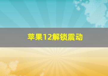 苹果12解锁震动