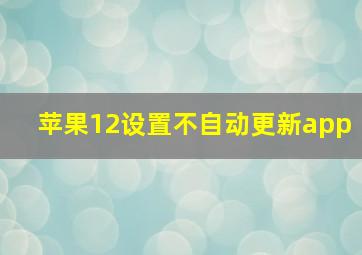 苹果12设置不自动更新app