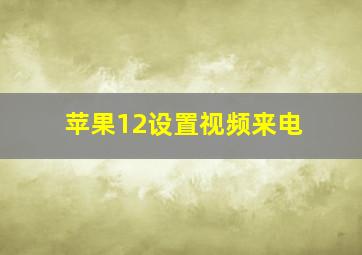 苹果12设置视频来电