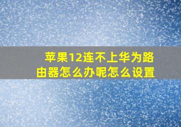 苹果12连不上华为路由器怎么办呢怎么设置