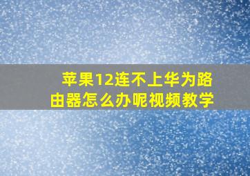 苹果12连不上华为路由器怎么办呢视频教学