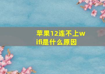 苹果12连不上wifi是什么原因