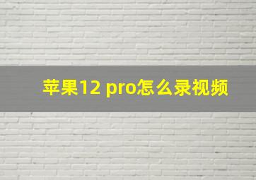 苹果12 pro怎么录视频