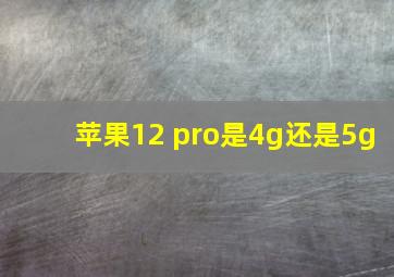 苹果12 pro是4g还是5g