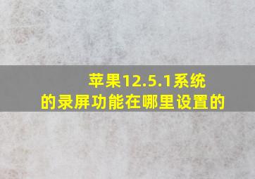 苹果12.5.1系统的录屏功能在哪里设置的