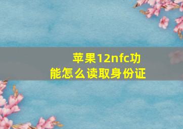 苹果12nfc功能怎么读取身份证