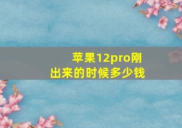 苹果12pro刚出来的时候多少钱