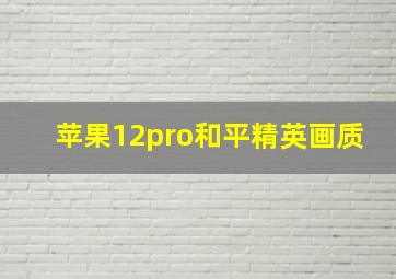 苹果12pro和平精英画质