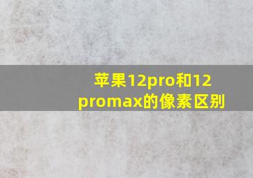 苹果12pro和12promax的像素区别