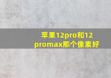 苹果12pro和12promax那个像素好