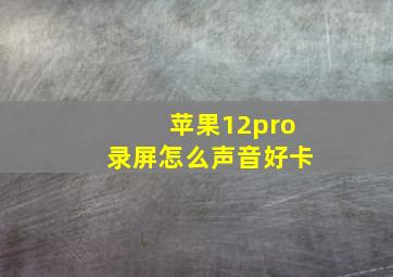 苹果12pro录屏怎么声音好卡