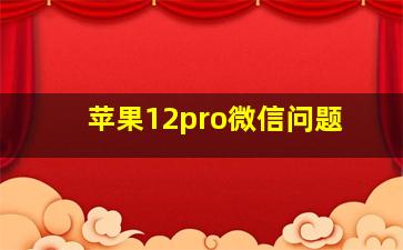 苹果12pro微信问题