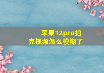 苹果12pro拍完视频怎么模糊了